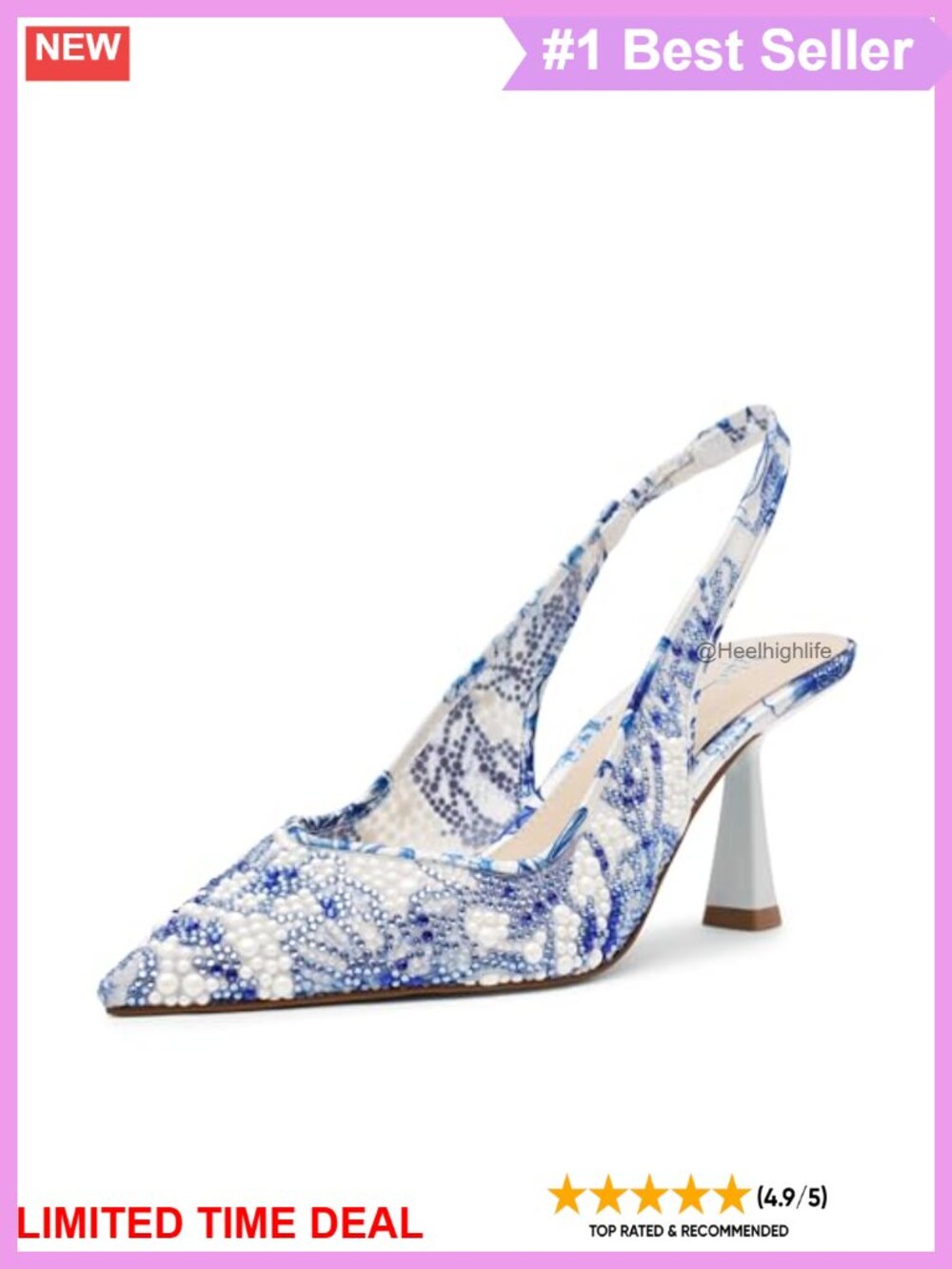 Betsey Johnson Clark-m Pointed Toe Mesh Stiletto Slingback Pumps 2.25" Heel
